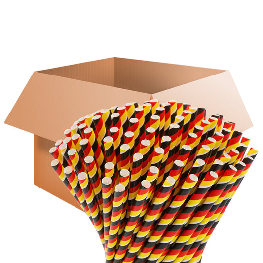 9.000 Papier Strohhalme "Deutschland" LANG 23 cm