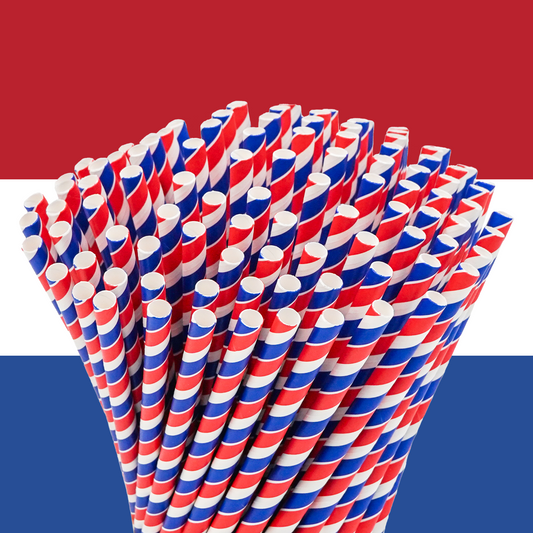 100 Papier Strohhalme "Niederlande" KURZ 16 cm