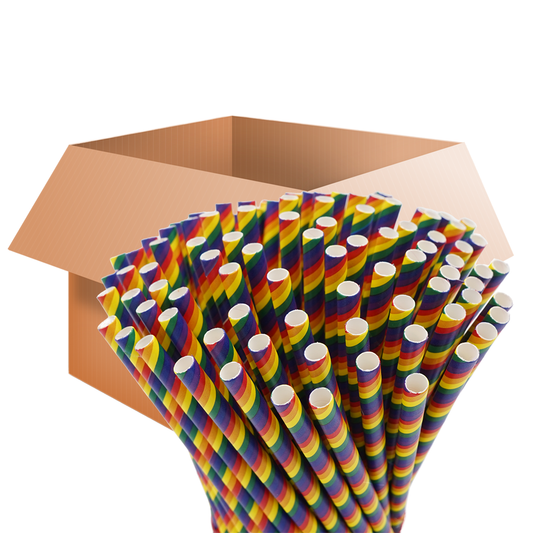 10.000 Stück Papier Strohhalme "Pride" LANG 23 cm