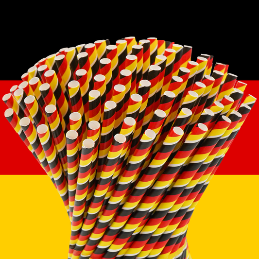 100 Papier Strohhalme "Deutschland" KURZ 16 cm