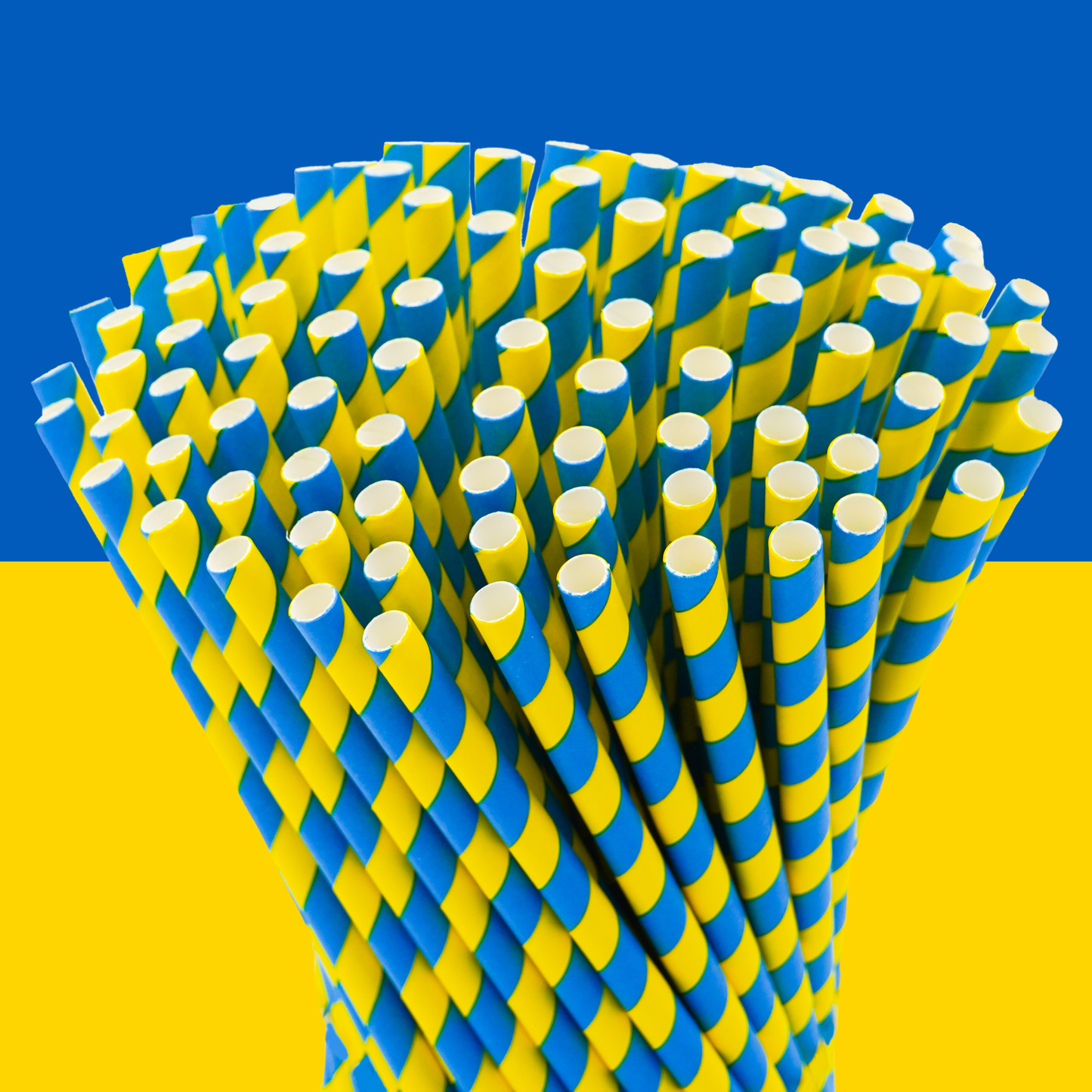 100 Papier Strohhalme "Ukraine" KURZ 16 cm